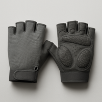 Gray fingerless gym gloves, studio shot