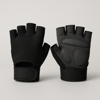 Pair of fingerless gym gloves, studio shot