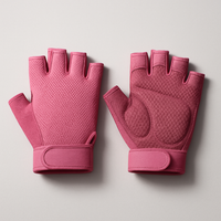 Pink fingerless gym gloves, studio shot