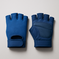 Blue fingerless gym gloves, studio shot