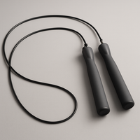 Gray-handled speed jump rope, studio shot