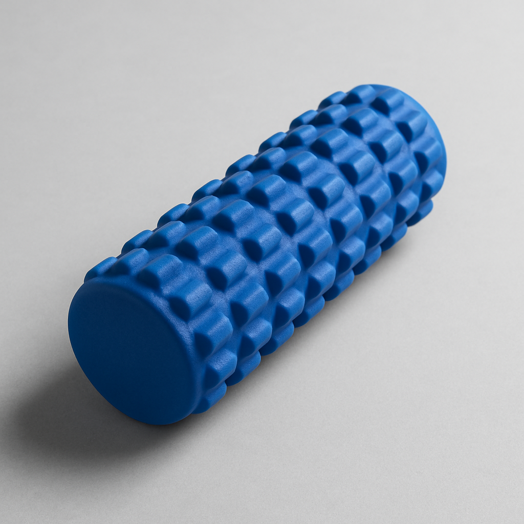 Blue textured foam roller, studio shot