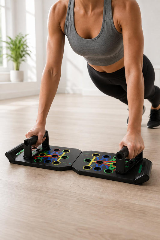 Athlete using the push-up board at home